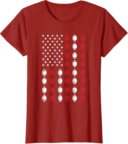 Vista 51 de Camiseta patriótica de jugador atleta del 4 de julio de fútbol americano, Negro