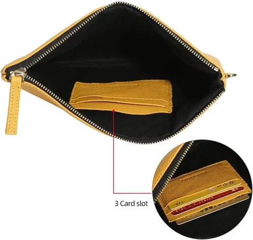 Vista 5 de DORIS&JACKY Bolso de mano de piel de cordero para mujer, cartera grande y suave de diseñador con correa..
