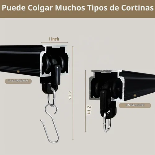 Vista 2 de Hoeflife Rieles para Cortinas de Techo, Riel para Cortinas de Montaje en Pared, Riel para Cortinas de Montaje en Techo de Servicio Pesado, Barra
