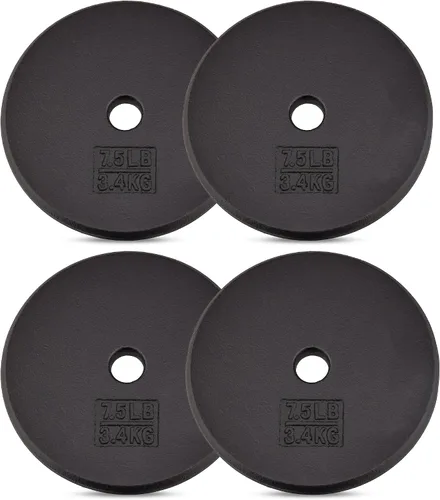 Vista 16 de Yes4All Standard Weight Plates, 1-Inch Cast Iron Barbell Weights, Wide Range 5–50 LB, Ideal for Strength Training & Workout Routine, Available in
