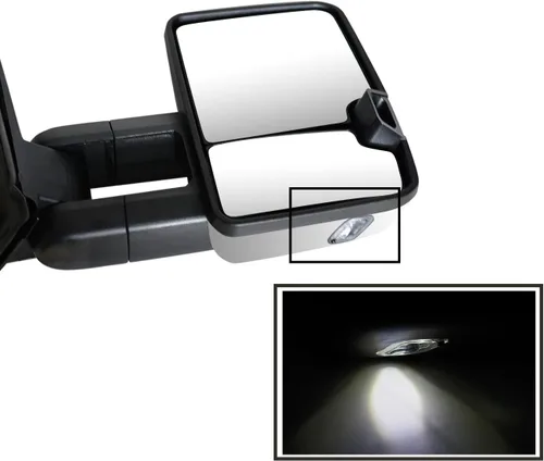 Vista 5 de AERDM Espejos de remolque compatibles con espejo lateral Chevy Silverado 2003-2007, espejos de remolque GMC Sierra con calefacción eléctrica