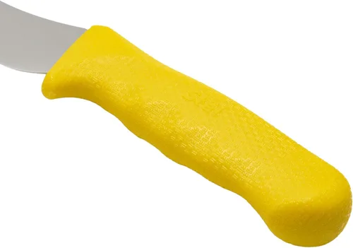 Vista 2 de Winco Cuchillo de pan/pastelería dentado de grado comercial de 9 pulgadas con mango desplazado, amarillo