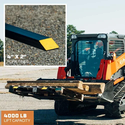 Vista 4 de Titan Attachments Horquillas de palé de sujeción de 60" de servicio medio, longitud de horquilla de 46" x 4", capacidad nominal de 4,000 LB, fácil