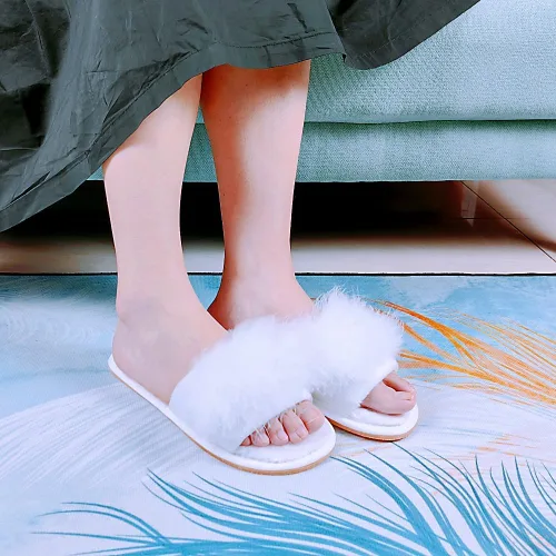Vista 4 de Pantuflas peludas para mujer, pantuflas suaves y peludas para el hogar