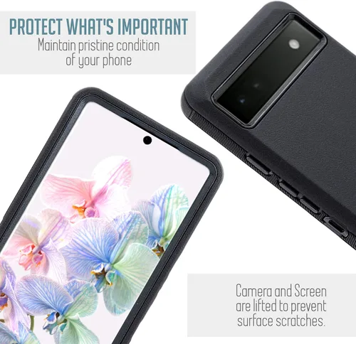 Vista 3 de Funda para Google Pixel 6A 5G 2022 [grado militar] con funda de clip para cinturón, funda protectora resistente a prueba de golpes, resistente al