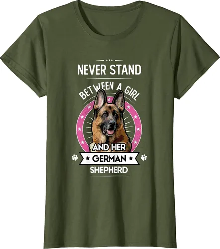 Vista 21 de Never Stand Between A Girl and Her German Shepherd T-Shirt Asphalt Grey