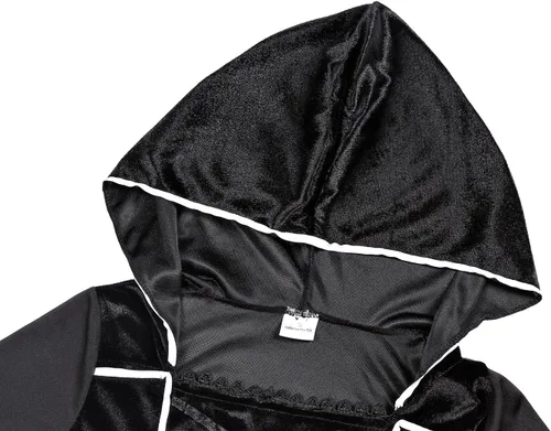 Vista 4 de Disfraz de bruja fantasma para niñas, esqueleto que brilla en la oscuridad, disfraz de Halloween