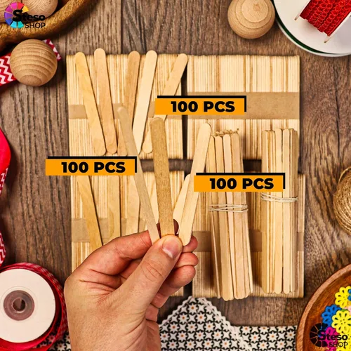 Vista 3 de Palitos de paletas para manualidades, 300 piezas, calidad premium, paletas gigantes a granel, varios tamaños, varios tamaños, varios mini, grandes