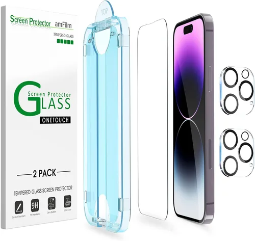 Vista 10 de amFilm OneTouch - Protector de pantalla para iPhone 12 Pro Max (6.7 pulgadas, 2020) con kit de fácil instalación, vidrio templado, paquete de 2