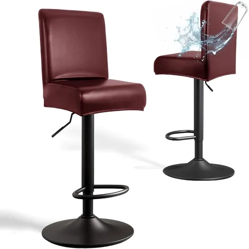 Vista 34 de Fundas de Cuero PU para Taburete de Bar con Respaldos, Paquete de 2 Fundas Elásticas Impermeables para Sillas de Taburete de Bar, Fundas Lavables
