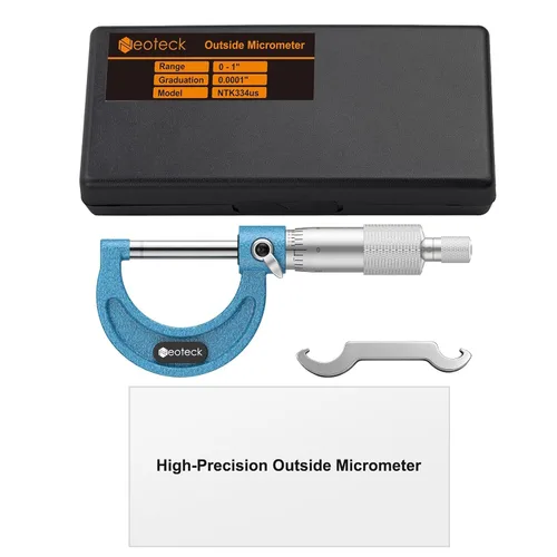 Vista 7 de Neoteck Micrómetro exterior de 0-1 pulgada con resolución de 0.0001 pulgadas, yunques con punta de carburo, micrómetro mecánico de precisión