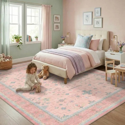 Vista 135 de Hazo Haus – Alfombra pequeña para entrada, cocina o baño, antideslizante con base de goma, resistente a las manchas y a la decoloración, diseño