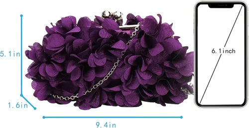 Vista 3 de Buddy - Bolso de mano de satén suave para mujer, con forma de rosa, para boda, fiesta
