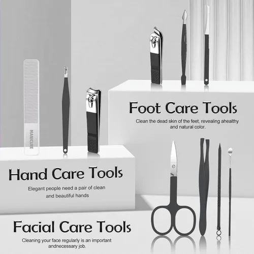 Vista 3 de Kit de manicura y pedicura profesional para hombres, kit de cuidado de uñas, kit de cuidado de uñas para hombre, cortaúñas de uñas y pies