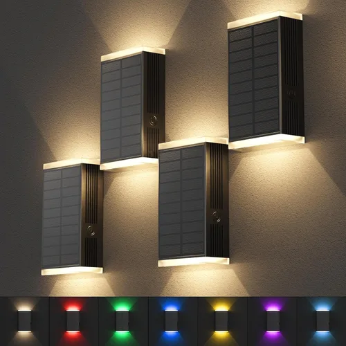 Vista 17 de Lámpara solar de pared para exteriores, 3000/4000/6000K, 3 modos de iluminación del atardecer al amanecer, aplique de pared IP67, impermeable