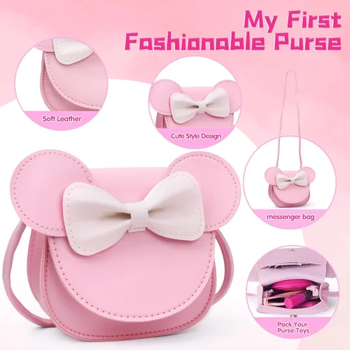 Vista 3 de Bolso de niña para juego de simulación con juguetes de maquillaje, juguetes de bolso para niñas pequeñas de 3, 4, 5, 6, 7 años de regalo, bolso