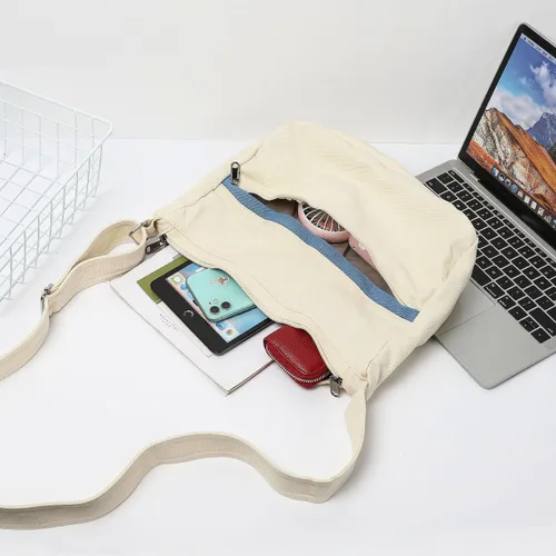Vista 4 de WantGor Bolso cruzado de lona para mujeres y hombres, bolso grande de hombro, bolso de mano de trabajo, bolso casual