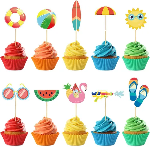 Vista 14 de 40 piezas de decoración de dinosaurios para cupcakes de cumpleaños de dinosaurios, decoraciones de pastel de dinosaurio para temática