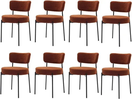 Vista 12 de Boucle - Juego de 2 sillas de comedor, modernas sillas de cocina tapizadas de mediados de siglo con respaldo curvado y patas de metal negro, sillas