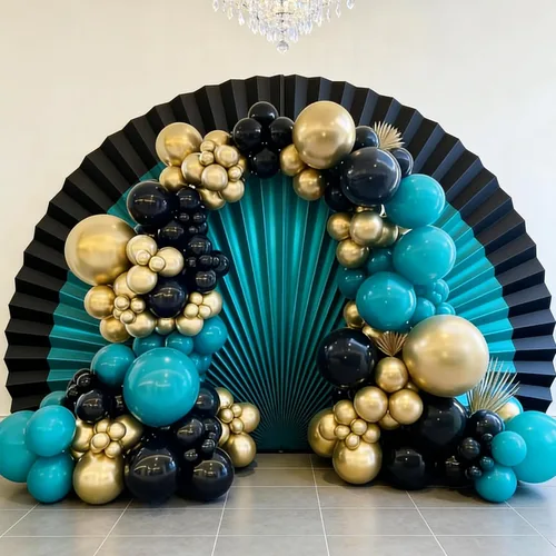 Vista 5 de 110 globos negros y dorados, globos metálicos dorados y negros de 18/12/10/5 pulgadas para graduación 2026, boda, cumpleaños, decoración de fiesta