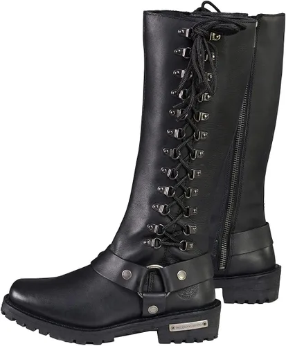 Vista 7 de Botas de piel con arnés y cordones completos, clásicas para mujer de Milwaukee Leather.
