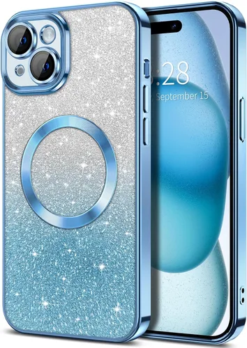 Vista 40 de Hython Funda para iPhone 12 Pro Max Transparente Magnética con Purpurina [Compatible con MagSafe] Protector Completo de Lente de Cámara Delgado