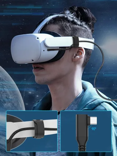 Vista 5 de Miaeueu Cable de enlace de 20 pies compatible con OculusMeta Quest 2Pro y PCSteam VR, USB 3.2 Gen 1 tipo A a C cable de carga para auriculares VR