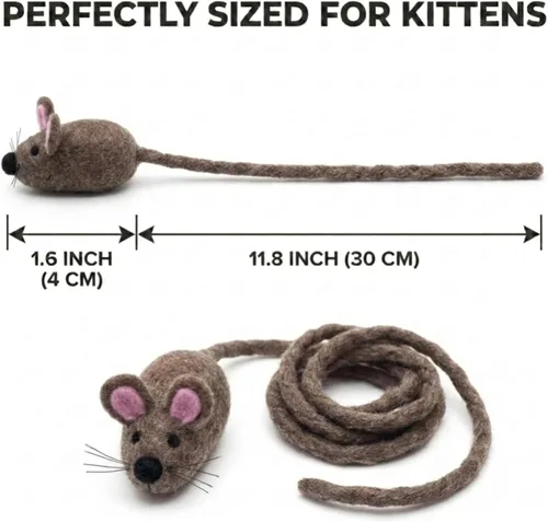 Vista 2 de Glaciart One Mini juguete de fieltro para gatos, tamaño de gatito y gato pequeño, juguete de lana natural, juguete interactivo suave y mullido