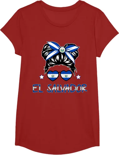 Vista 33 de Camiseta de El Salvador para Niñas Bandera Patrimonio Hispano Salvadoreño