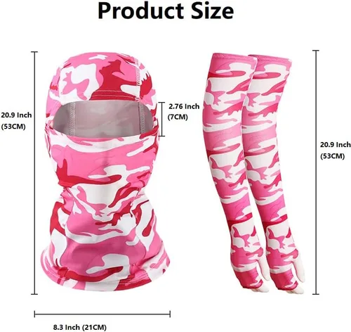 Vista 2 de Summer Balaclava Face Mask Windproof Gaiter Summer Cooling Neck Gaiter and Ice Silk Cooling Arm Sleeves with Thumb Holes