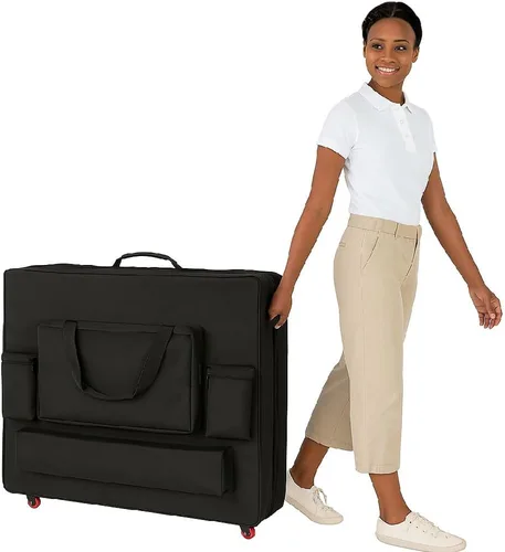 Vista 6 de Funda de transporte portátil de lujo para mesa de masaje con ruedas, bolsa de viaje de nailon resistente con correa para el hombro y bolsillos, se