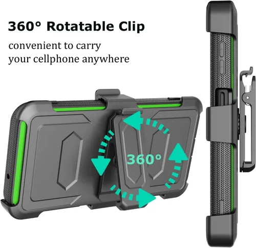 Vista 4 de Funda para Galaxy A14 5G, para Samsung A14 5G, protector de pantalla integrado con soporte para cinturón, funda de cuerpo completo, grado militar