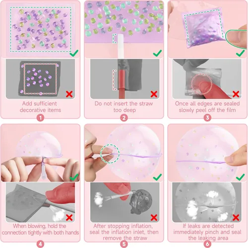 Vista 6 de Cinta Nano para Kit de Burbujas - 6 piezas de Cinta Elástica Colorida de Doble Cara para Decoración con Globos y Manualidades