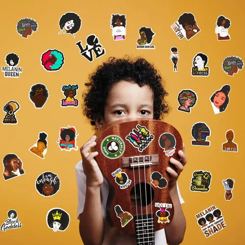 Vista 2 de Outus 100 estilos de calcomanías de melanina para computadora portátil, calcomanías de vinilo impermeable para niña, patineta, guitarra, botella