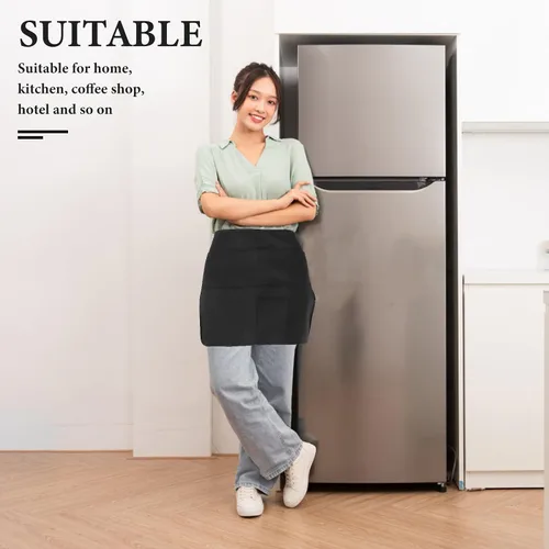 Vista 7 de Ciieeo Cleaning Apron with Multiple Pockets Black Sturdy Work Apron for Men and Women for Housekeeping and Cooking Tasks
