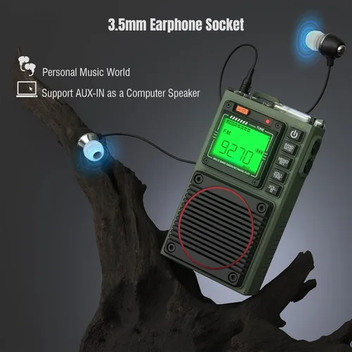Vista 4 de Raddy Radio de onda corta con control de aplicación RF75A, radio portátil de onda corta AM/FM/VHF/SW/WB, radio de bolsillo recargable con antena