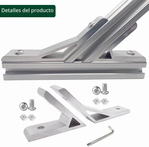 Vista 3 de 8 juegos de accesorios de hardware de extrusión de aluminio 2020 con tuercas roscadas M5 y llave para riel de ranura en V en ángulo de 45 grados