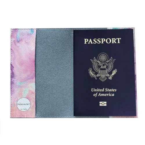 Vista 3 de Colorful smoke Pink Passport Holder for Women Eco Leather cover for Documents Birthday Gift Idea