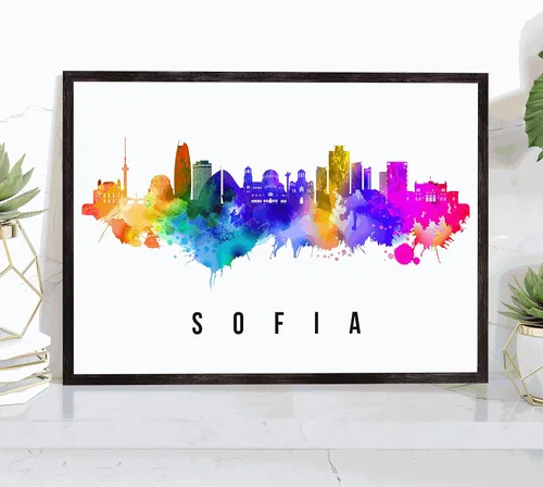 Vista 13 de Póster de Kazan Skyline Rusia, pintura de paisaje urbano de Kazan, póster de Rusia, paisaje urbano de Kazán y estampado de monumentos, arte de pared