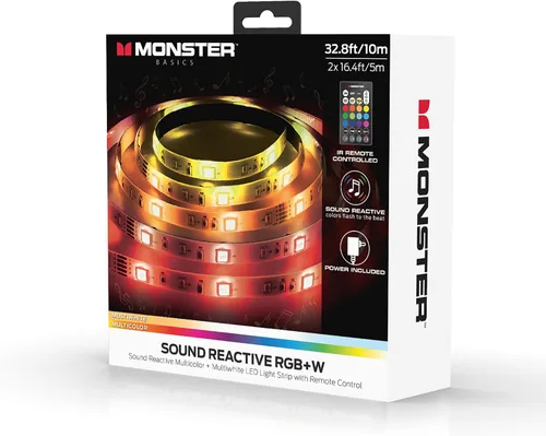 Vista 7 de Monster - Tira de luz LED multicolor reactiva de sonido de 16.4 pies con control remoto IR, uso en interiores, montaje fácil de Xtreme
