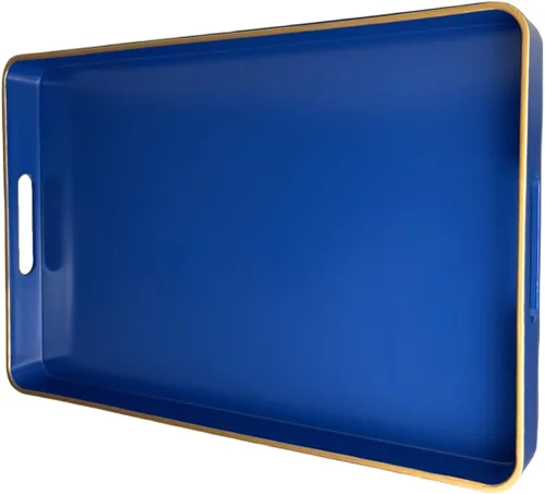 Vista 16 de Large Blue Coffee Table Tray, Decorative Serving Tray with Handles, Plastic Rectangular Tray for Ottoman, Bathroom, Living Room.16.7"*12"*1.6