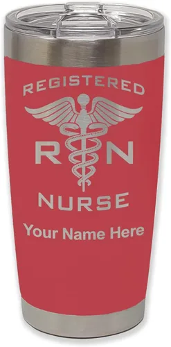 Vista 38 de LaserGram Vaso aislado al vacío de 20 onzas, enfermera registrada RN, grabado personalizado incluido (negro)