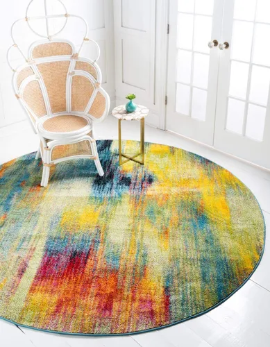 Vista 12 de Unique Loom colección Lyon - Alfombra abstracta y moderna, Polipropileno, Azul (multi/blue)