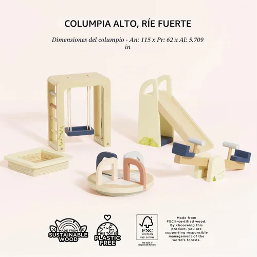 Vista 4 de Le Toy Van Juego de muebles de exterior de casa de muñecas de madera