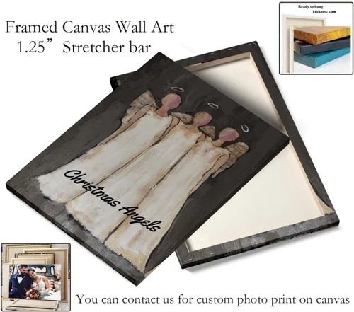 Vista 3 de Sunwes Lienzo de arte de pared de Navidad de ángel DIY, pintando tu propio ángel en lienzo