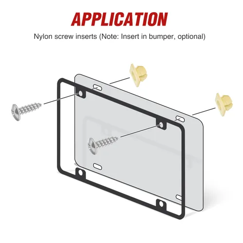 Vista 6 de Nilight Kit de tornillos para matrícula, tornillos de acero inoxidable con tuercas de nailon para sujetar placas delanteras y traseras