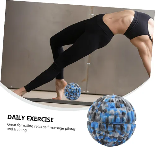 Vista 6 de Bola de masaje de pies de rayas de camuflaje EVA masajeador muscular para alivio de la fascitis plantar, herramienta de entrenamiento de fitness