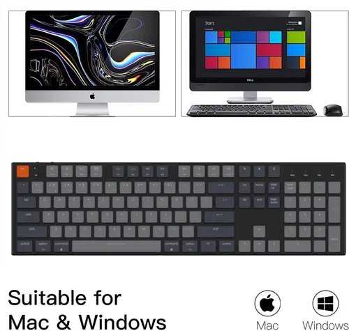 Vista 4 de Keychron K5 Teclado mecánico inalámbrico intercambiable en caliente BluetoothUSB con cable diseño de tamaño completo 104 teclas marco de aluminio