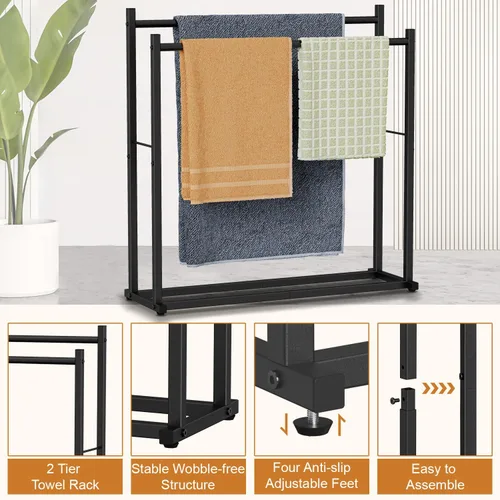 Vista 4 de Honiter Toalleros para Baño, 2 Niveles Toallero Más Ancho para Secar Toallas al Aire Libre, Toallero Independiente, Soporte para Toallas de Piscina