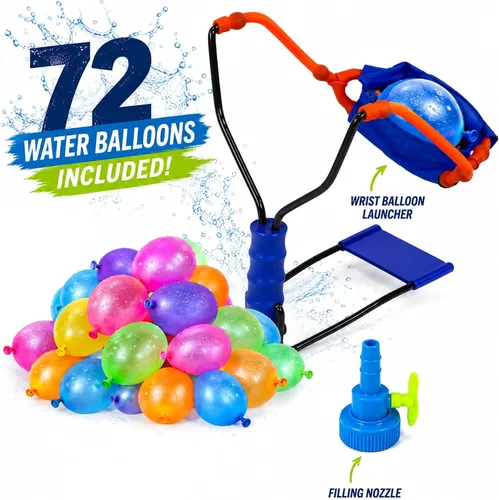 Vista 2 de Stream Machine Lanzador de Globos para Muñeca Color Will Vary, Includes 72 Water Balloons, Outdoor Game, Backyard Summer Activities, Long Range